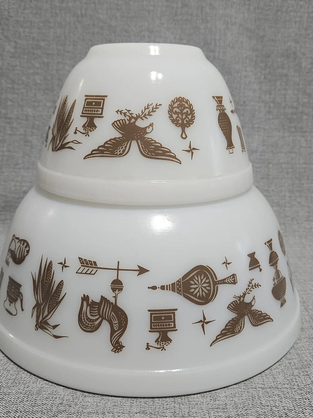 Pyrex White Milk Glass Bowl with Embossed Logo Eagle Farmhouse 401 & 403